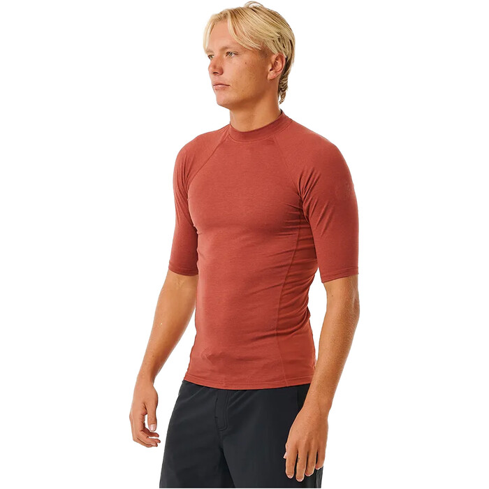 2024 Rip Curl Hombres Dawn Patrol Performance UPF Chaleco De Lycra De Manga Corta 14BMRV - Red Marle